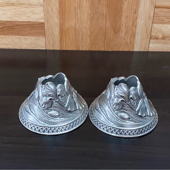 Vintage 1997 Seagull Canada Pewter Etain Zinn Pewter Candle Holders - Picture 6 of 16